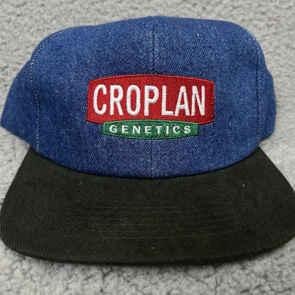 Croplan Genetics Farmers Hat SnapBack Blue Denim Baseball Dad Cap Embroidered